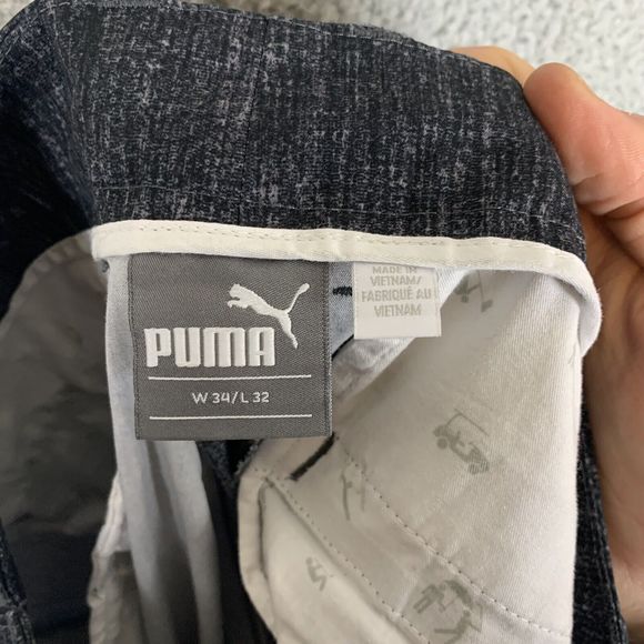 S Puma Pants Mens 34x32 Grey Golf Flat Front Casual Stretch Outdoor Polyester - Picture 7 of 8